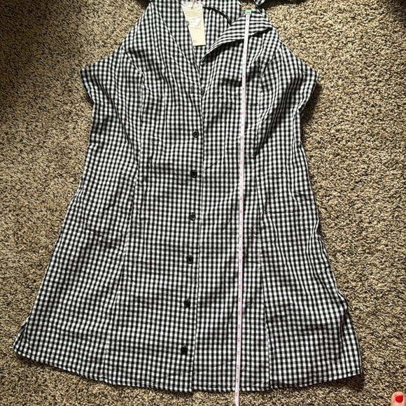 The Lapel Plaid Sleeveless Cotton Pocket Mini Dress - Picture 7 of 8